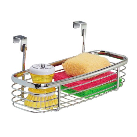 InterDesign Axis Over the Cabinet Kitchen Storage Organizer Tray for Sponges, Scrubbers, Brushes - Chrome