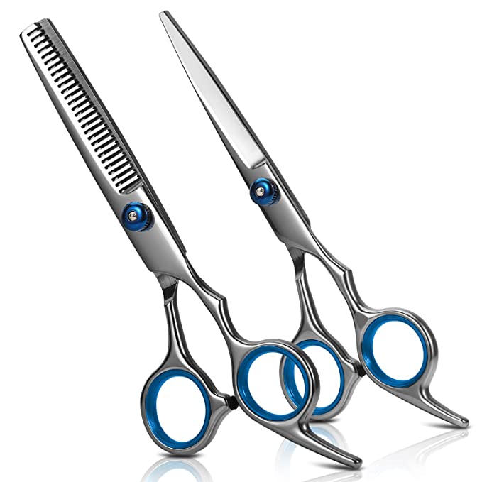 Hair Cutting Scissors Thinning Teeth Shears Set Powerdelux Professional Barber Hairdressing Texturizing Salon Razor Edge Scissor Stainless Steel 6.5 inch