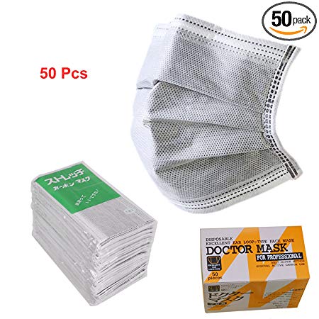 50 Count 4 Ply Filter Masks Non-Woven Antiviral Dental Surgical Medical Masks Earloop Disposable Face Masks-Protect Yourself Against Dust, Pollen, Allergens, Flu | Hypoallergenic Protection