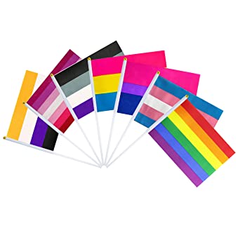 Consummate Rainbow Pride Flag Set Small Mini Gay Stick Flags LGBT Party Decorations,70 Pack