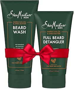 Shea Moisture Beard Wash and Detangler Set, Maracuja Oil & Shea Butter, Beard Wash Deep Clean & Refresh 180ml