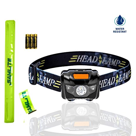 Blazer-110 LED Headlamp, 4 Modes, Bright White Light With Red Light, Super Bright, Water Resistant, Perfect For Camping, Running, Get 2 Free Wristband Reflector, 3AAA Batteries Included (BLACK/ORANGE)