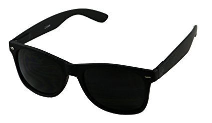 Basik Eyewear - Super Dark Black Retro Wayfarer 80's Casual UV400 Sunglasses