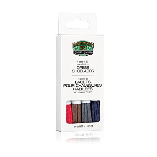 Moneysworth & Best Dress Waxed Colored Shoe Laces 4 Pack - Winter Colors, 32"