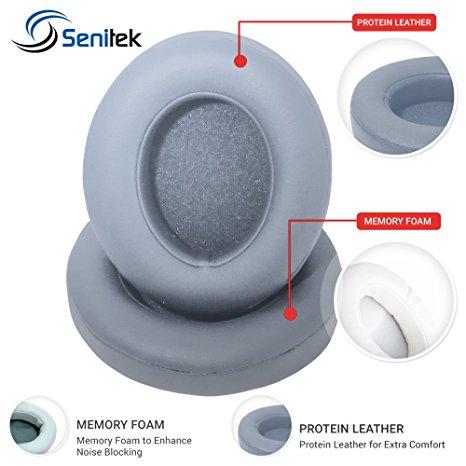 Studio 2 Memory Foam Ear Cover - Protein Leather Replacement Parts Ear Cushion Pads Earpads Ear Cups for Beats Studio 2.0 Wired / Studio 2.0 Wireless B0500 / B0501 Headphone - Gray