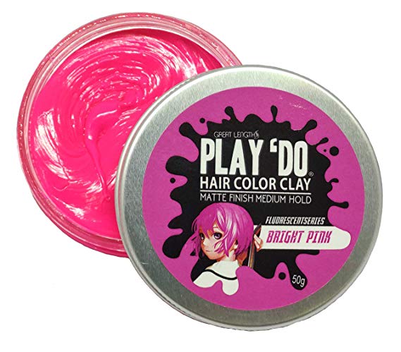 Play 'Do Temporary Hair Color Bright Neon Pink, Hair Wax, Hair Clay, Mens Grooming, Pomade, Pink hair dye(1.8 ounces)