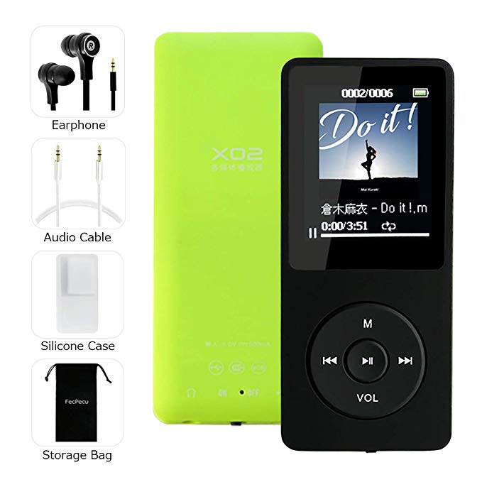 MP3 Player, HiFi Lossless Music Player, Up to 70 Hours Lossless Playback, Built-in 8GB Memory Support Expand to 64GB SD Card, Portable and Light Digital Audio Player, FM Radio and Recorder
