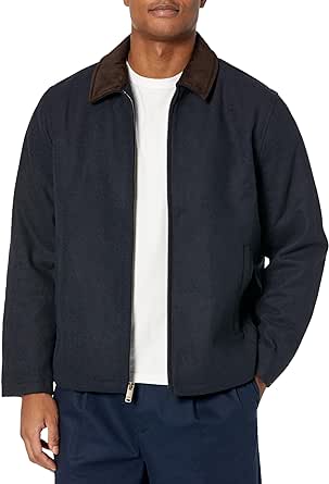 Dockers Men's Wool Blend Zip Up Jacket with Quilted Bib