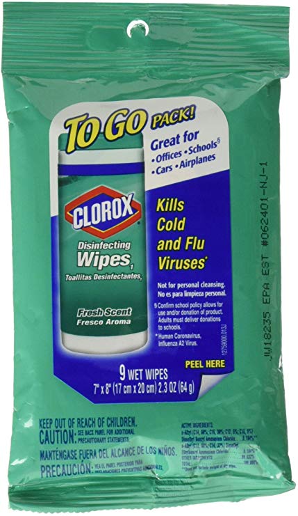 Clorox Disinfecting Wipes to Go Pack, Fresh Scent 9 ct (Pack of 3)