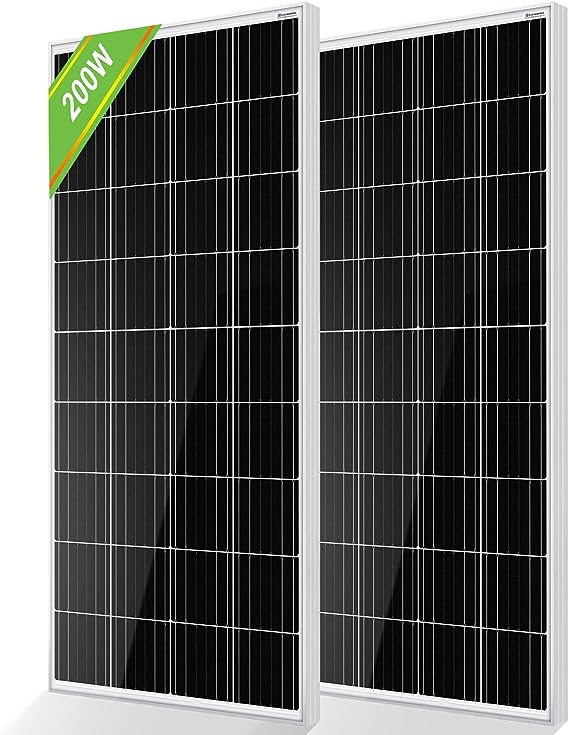 ECO-WORTHY 2Pack 12V 100w solar panel, 200 Watt Solar Panel of High Efficiency Monocrystalline Module for RV Trailer Camping Off-grid