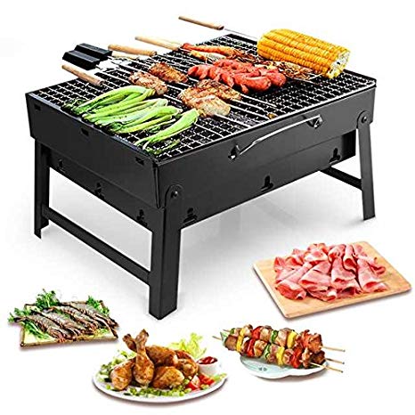 Uten Portable Barbecue Grill Stainless Steel Charcoal Smoker Char Broil BBQ Pit Grill for Ourdoor Camping (Small)