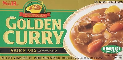 S&B Golden Curry Sauce Mix, Medium Hot, 8.4-Ounce