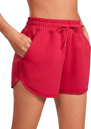 CRZ YOGA Women's Casual Sweat Shorts - 3.5'' Athletic Summer Comfy Cotton Lounge Shorts Gym Jersey Shorts with Pockets