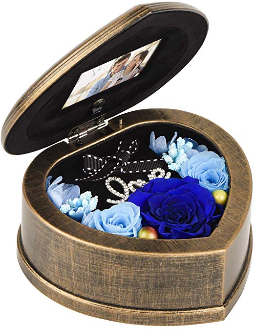Gift for Her - Handmade Preserved Fresh Flower Eternity Rose with Musical Box, Unique Gift for Her, Mon, Wife, Sister, Daughter On Valentine's Day, Anniversary, Birthday, Thanksgiving Day, Christmas