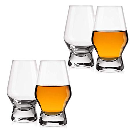 JoyJolt Halo Crystal Whiskey/Scotch Glasses set of 4. Perfect Whisky Glass for Liquor or Bourbon Tumblers. 7.8 Once Whiskey Glasses.