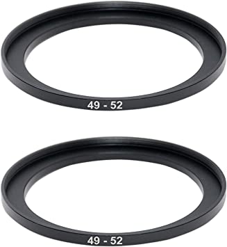 (2 Pack) 49-52MM Step-Up Ring Adapter, 49mm to 52mm Step Up Filter Ring, 49mm Male 52mm Female Stepping Up Ring for DSLR Camera Lens and ND UV CPL Infrared Filters