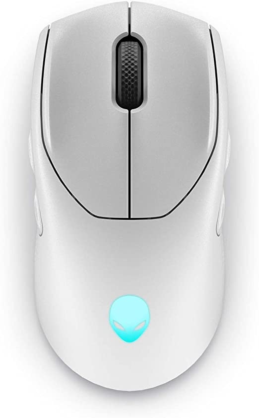 Alienware AW720M Tri-Mode Wireless Gaming Mouse - 2.4GHz Wireless, Bluetooth 5.1, 26,000 DPI, 8-Fully Programmable Buttons, Magnetic Snap Charging Adapter USB-A to USB-C Cable - Lunar Light