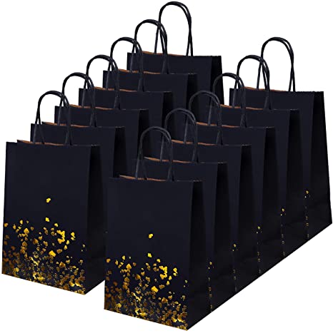 Cooraby 20 Pieces Bronzing Kraft Paper Bag Bride Gift Bag Hen Party Bags Paper Party Bags with Handle for Party Favors