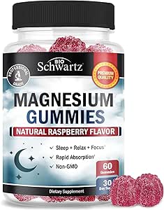 Magnesium Citrate Gummies Supplement (60 Count) Natural Raspberry Flavored Magnesium Gummies for Women and Men Supports Healthy Muscles Energy Calm and Sleep (Vegan Safe, Non GMO) 30 Day Supply