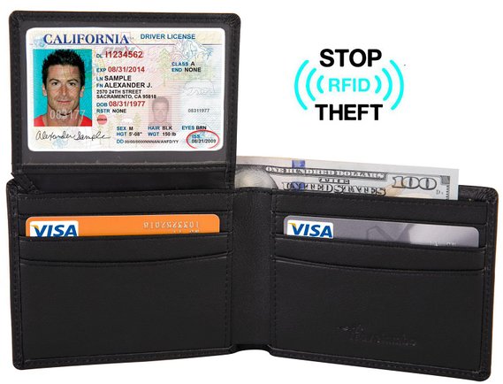 Travelambo Genuine Leather RFID Blocking Wallets Mens Wallet