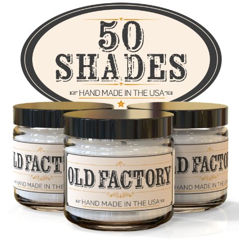 Old Factory Candles - 50 Shades - Scented Candles - Set of 3: Leather, Jasmine Bubbles, and Vanilla Sex - 3 x 4-Ounce Soy Candles
