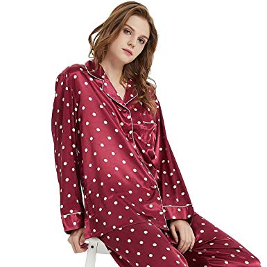 Womens Silk Satin Pajamas Set Sleepwear Loungewear XS~3XL Plus