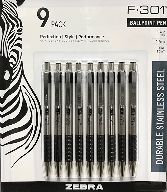 Zebra Ball Point Pen F-301 (9 Pack)