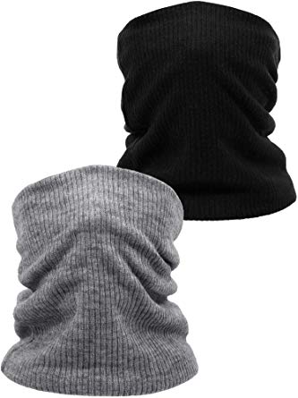 2 Pieces Winter Thick Knit Neck Warmer Thermal Fleece Lined Neck Gaiter Unisex Windproof Tube Scarf