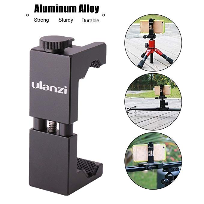Metal Smartphone Tripod Mount with Cold Shoe Mount, iPhone Tripod Holder Grip Rig Clip for Nexus Samsung iPhone X 8 7 7s 6 6s Plus etc