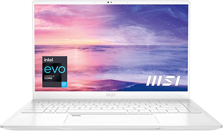 MSI Prestige 14 EVO Professional Laptop: 14" FHD Ultra-Thin Bezel Display, Intel Core i7-1185G7, Intel Iris Xe, 16GB RAM, 512GB NVMe SSD, Thunderbolt 4, Win10 Home, Intel EVO, Pure White (A11M-289)