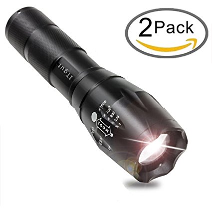 Mini Torches Led Super Bright 2 Pack, Camping Small Electric LED Torch Light CREE Battle Flashlight Torch military Tactical Zoomable, Pocket Maglite Ultra Bright T6 Adjustable Focus for AAA or 18650