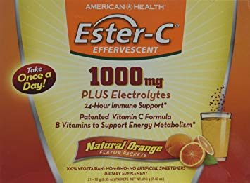 American Health Ester-C 1000 Mg Effervescent Powder Packets, Orange, 21 Count