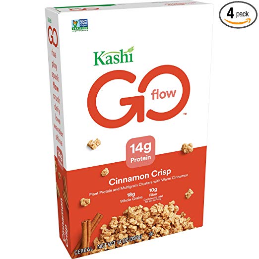 Kashi GO Cinnamon Crisp Breakfast Cereal - Non-GMO | Vegan | 14 Ounce (Pack of 4)