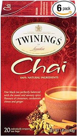 Twinings Chai Tea, 20 Count Bagged Tea (6 Pack)