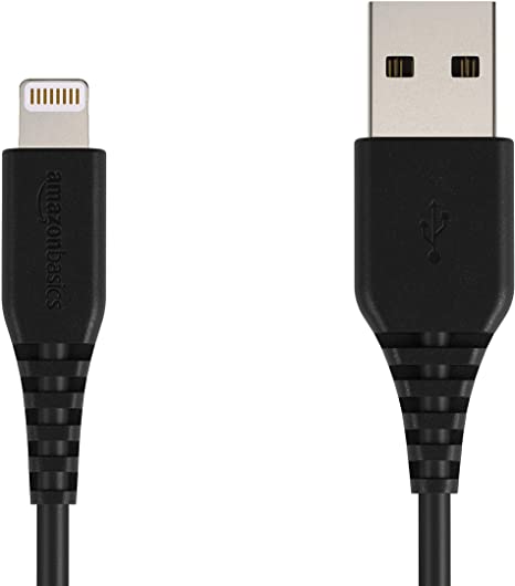 AmazonBasics Lightning to USB A Cable for iPhone and iPad - MFi Certified - 10 Feet (3 Meters) - Black