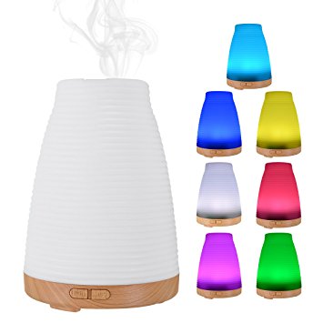 Aroma Diffuser,ELEGIANT 100ml Colorful Ultrasonic Humidifier Aroma Diffuser / Aromatherapy Essential oil Diffuser Cool Mist Humidifier for Home, Yoga, Office, Spa, Bedroom, Baby Room Log stripes