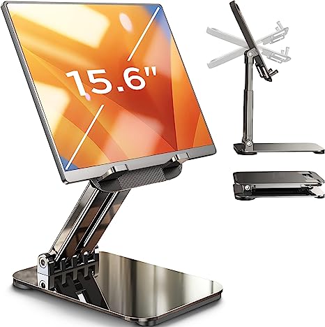 LISEN Fits iPad Stand Holder Adjustable Tablet Stand for Desk Portable Monitor Stand Tablet Holder Home Office Must Haves iPad Holder Accessories for Tablets/Portable Monitor/PS/Switch 4.7"-15.6"