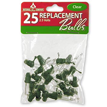 National Tree 25 Clear Replacement Bulbs for 50 Light Sets, 2.5 Volt (RBG-25C)