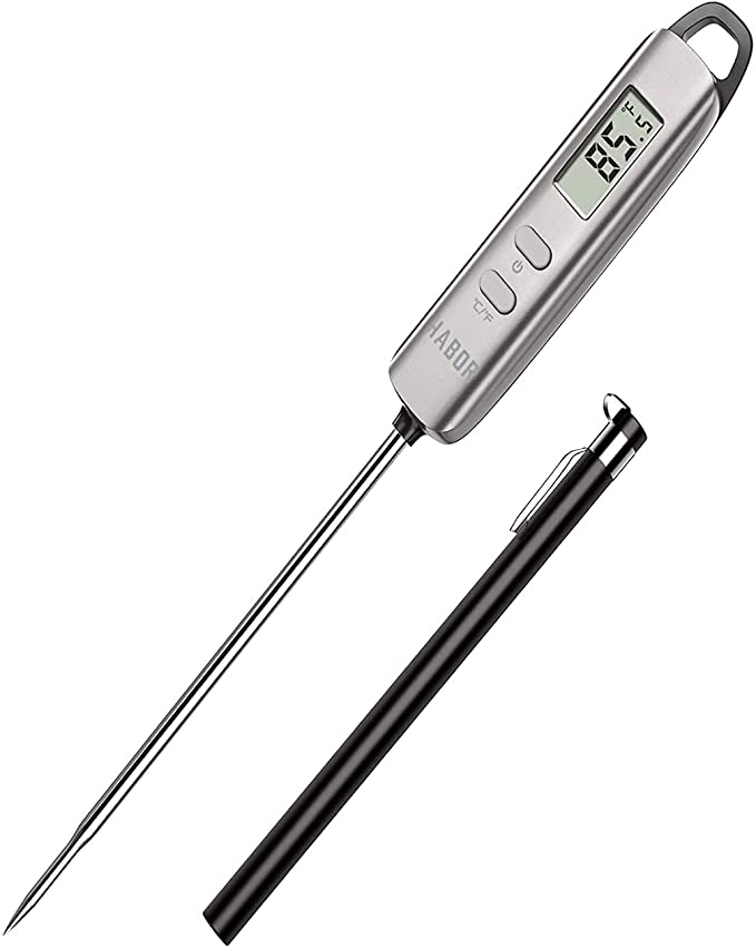 022 Meat Thermometer, Instant Read Thermometer Digital Cooking Thermometer, Candy Thermometer with Super Long Probe for Kitchen ("" 0 1-1 A Elegant Silver)