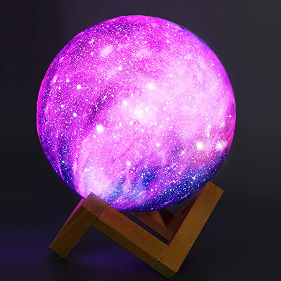 Zermurd Moon Lamp Kids Night Light, Dimmable 3D Printed Galaxy Lamp 16 Colors USB Rechargeable Lunar Lamp Touch & Remote Control 5.9inch Globe Night Light for Baby Kids Friends Birthday