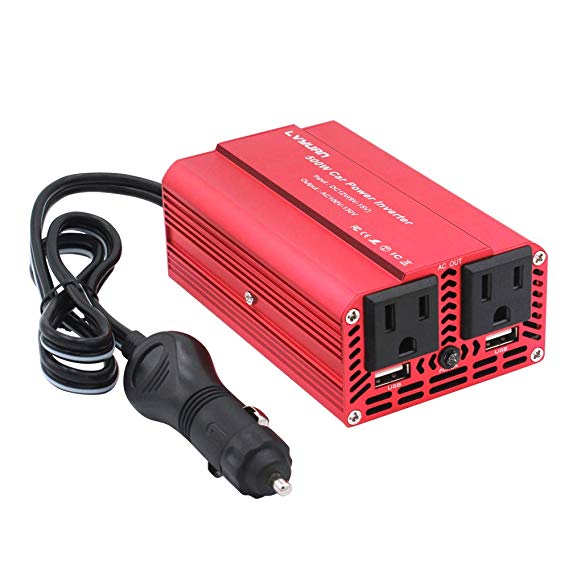 LVYUAN 500W Power Inverter DC 12V to 110V AC Car Inverter with 3.1A Dual USB Car Adapter