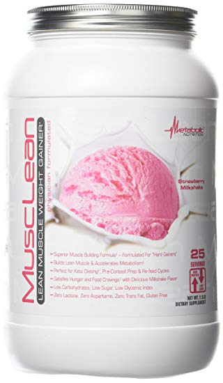 Metabolic Maintenance Nutrition Musclean Milkshake Weight Gainer, Strawberry, 2.5 Pound