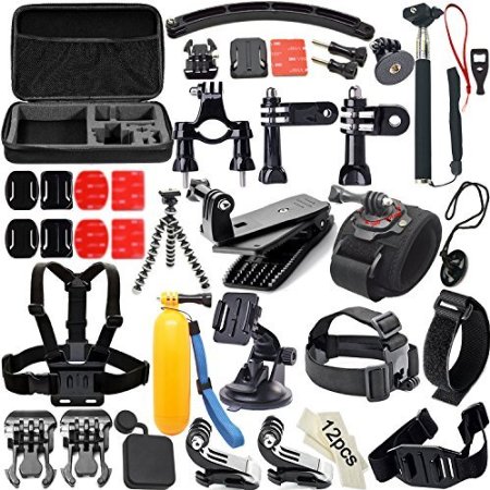 Soft Digits 50-In-1 Outdoor Sports Action Camera Accessories Kit for GoPro Hero4321 Common Camcorder Bundles for SJCAM SJ4000 5000 6000 7000 Xiaomi Yi Amkov Git1 Git2