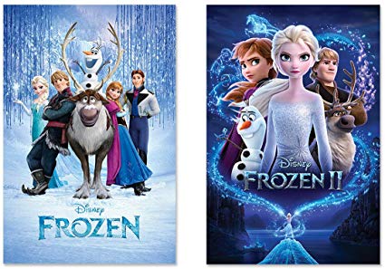 Frozen 1 & Frozen 2 - Disney Movie Poster Set (Regular Styles) (Size: 24 x 36 inches Each)