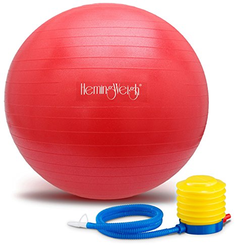 HemingWeigh Static Strength Exercise Stability Ball with Foot Pump | Perfect For Fitness Stability and Yoga | Helps Improve Agility, Core Strength, and Balance