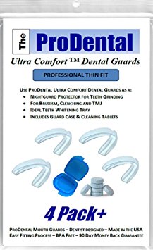 ProDental Thin and Trim Anti Grinding, Teeth Whitening Dental Guard -Pack of 4- Stops Bruxism & Clenching. Mouth Guards Made in USA - No BPA. Includes Anti-Bacterial Case & Cleaning Tablets