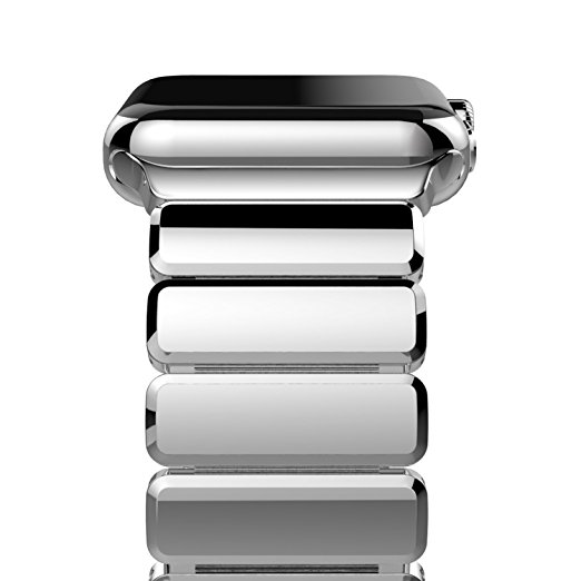 Apple Watch Band, Oittm 42mm Stainless Steel Replacement Strap Link Bracelet Metal iWatch Band with Double Button Folding Clasp for Apple Watch 42mm All Models (Bright Silver)