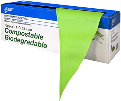 Ateco Compostable and Disposable Cake Decorating Bags, 21-Inch, 100, Biodegradable Green