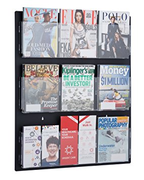 AdirOffice Hanging Magazine Rack with Clear Acrylic Adjustable Pockets, 29"x35"