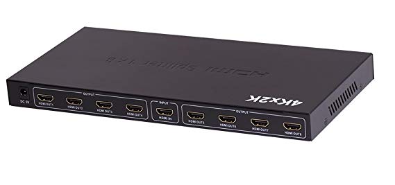 Tbridge 1x8 8 Ports HDMI Splitter with 4K 1080p Full HDTV & 3D Support, Metal Box Black 1 in 8 Out Ver 1.4 Certified